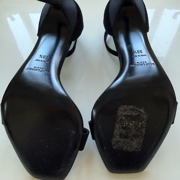 Saint Laurent Black Strappy satin/silk Heels - Picture 4 of 6